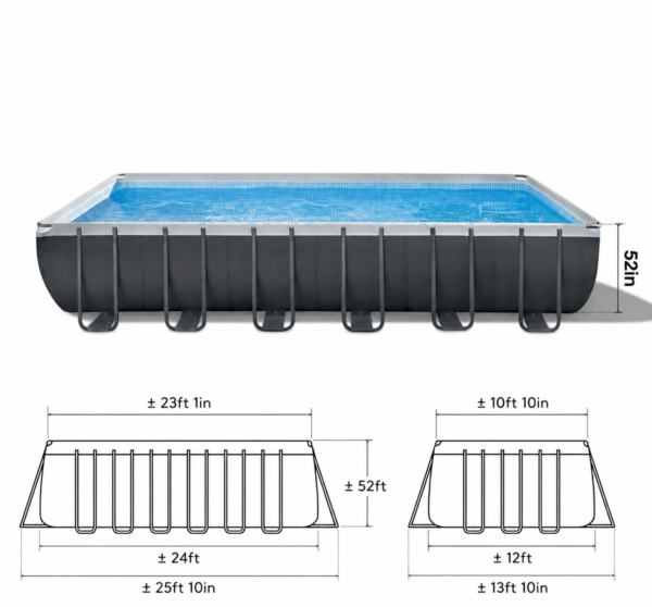 INTEX 26363EH Ultra XTR Deluxe Rectangular Above Ground Swimming Pool Set: 24ft x 12ft x 52in – Includes 2100 GPH Sand Filter Pump – Easy Assembly